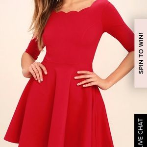 Lulu's red scalloped neck dress